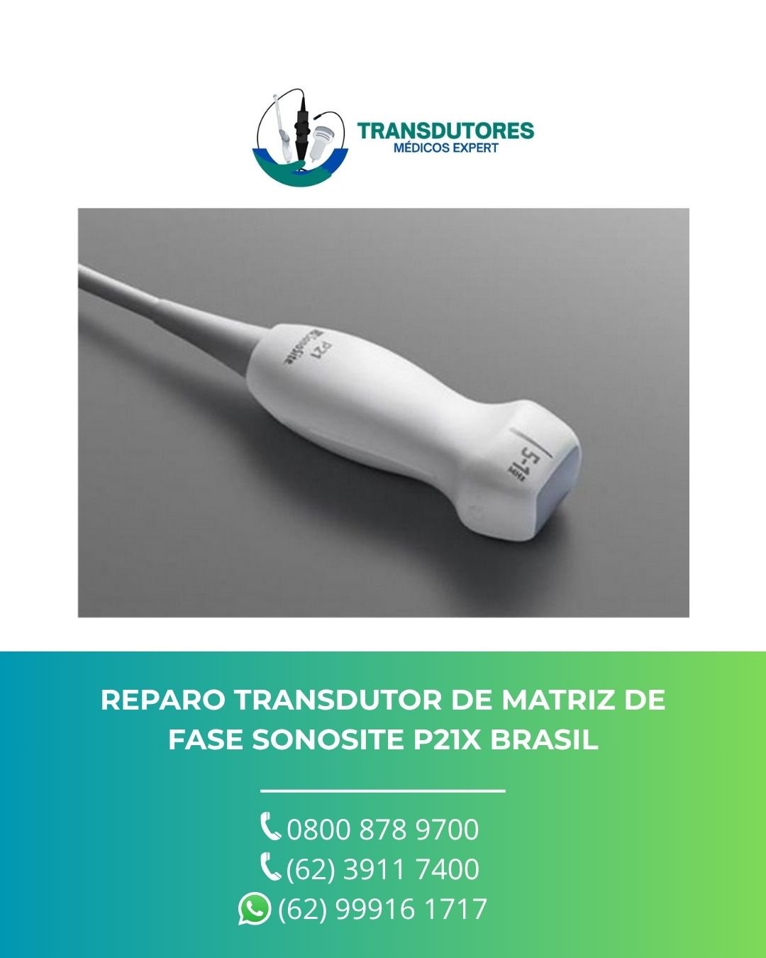 REPARO TRANSDUTOR DE MATRIZ DE FASE SONOSITE P21X BRASIL